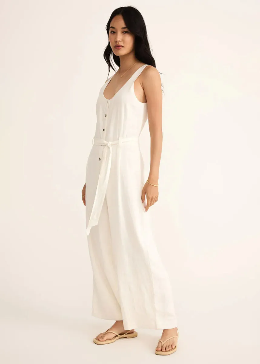 #1 Best Seller: Adler Linen Jumpsuit - White  Ends Soon!