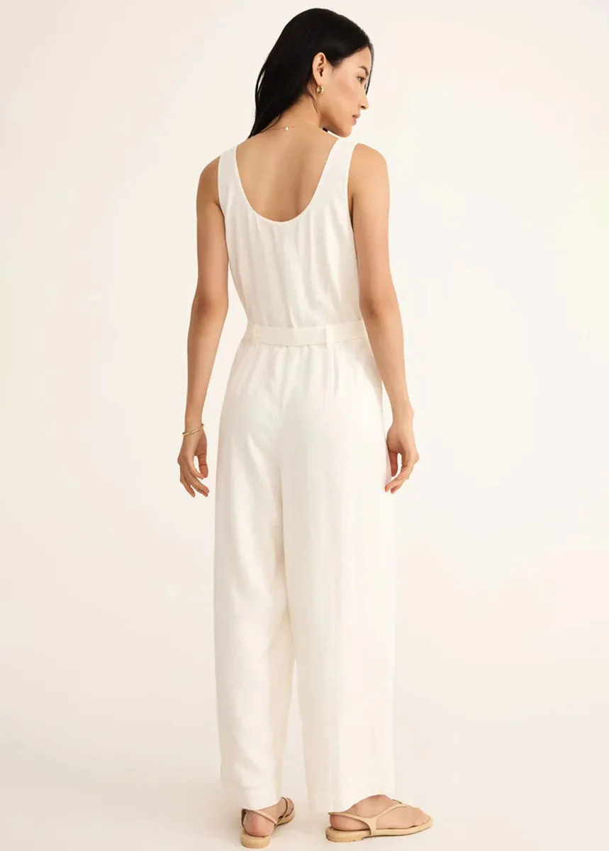 #1 Best Seller: Adler Linen Jumpsuit - White  Ends Soon!