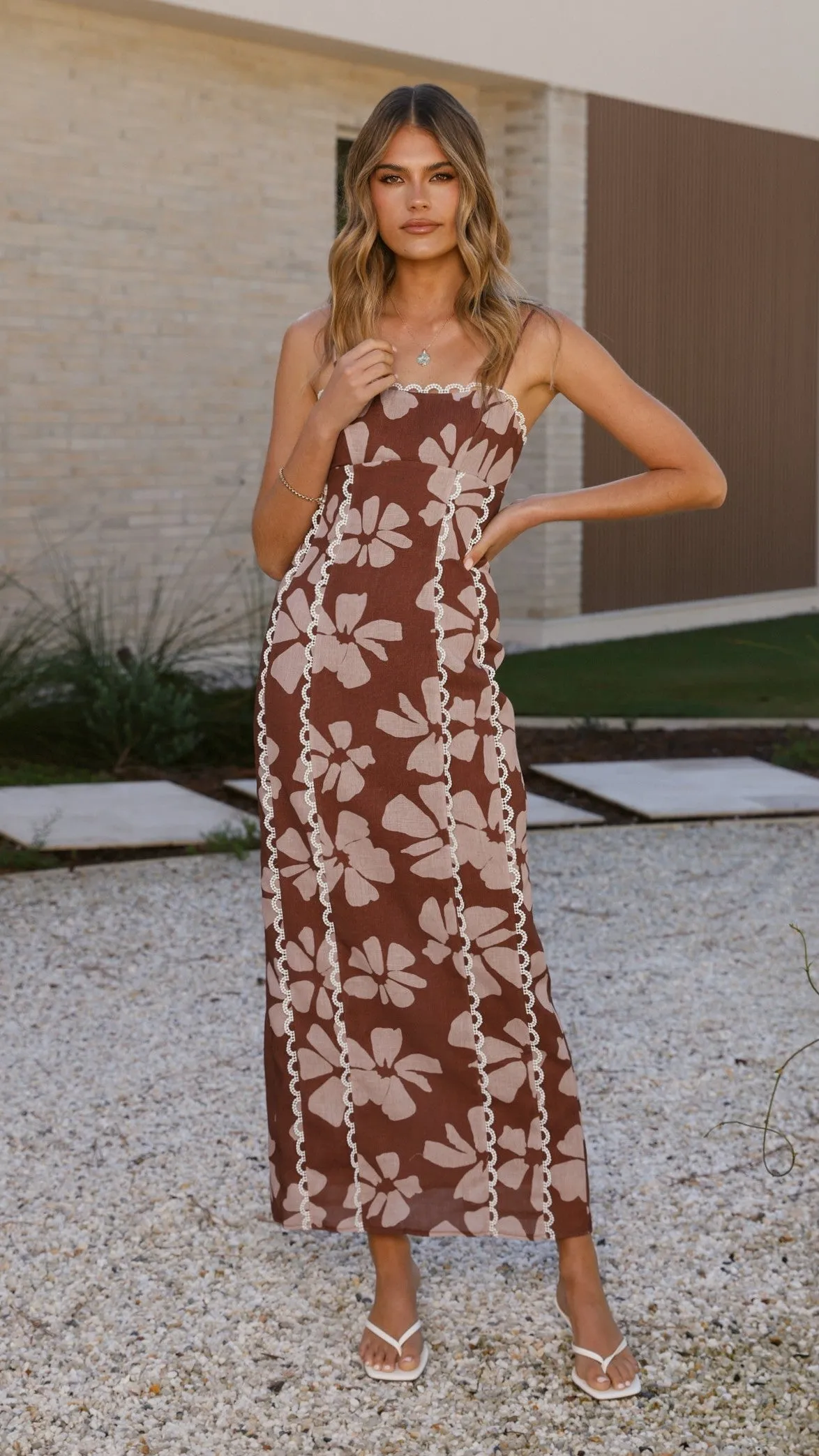 #1 Best Seller: Carlia Midi Dress - Brown Daylillies  Today Only!
