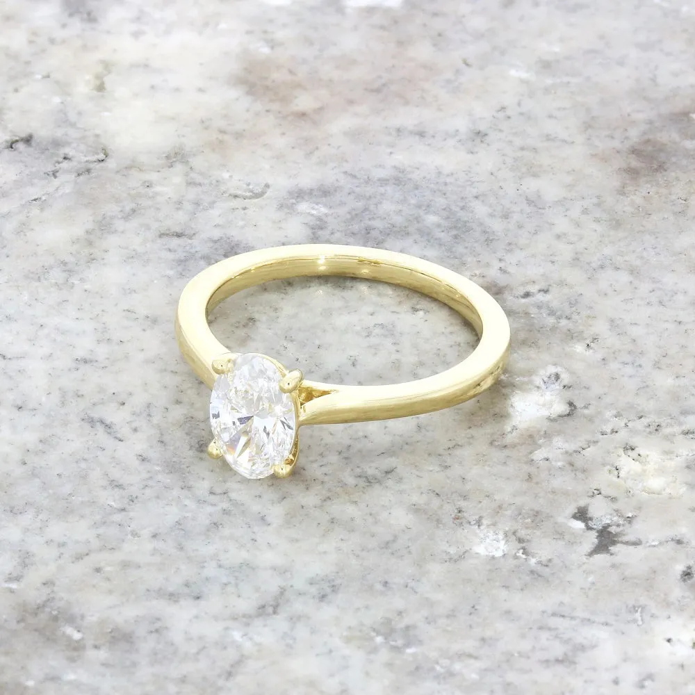 18ct Gold 1.00ct Oval Brilliant Cut Lab Grown Diamond Solitaire Ring E VVS 1