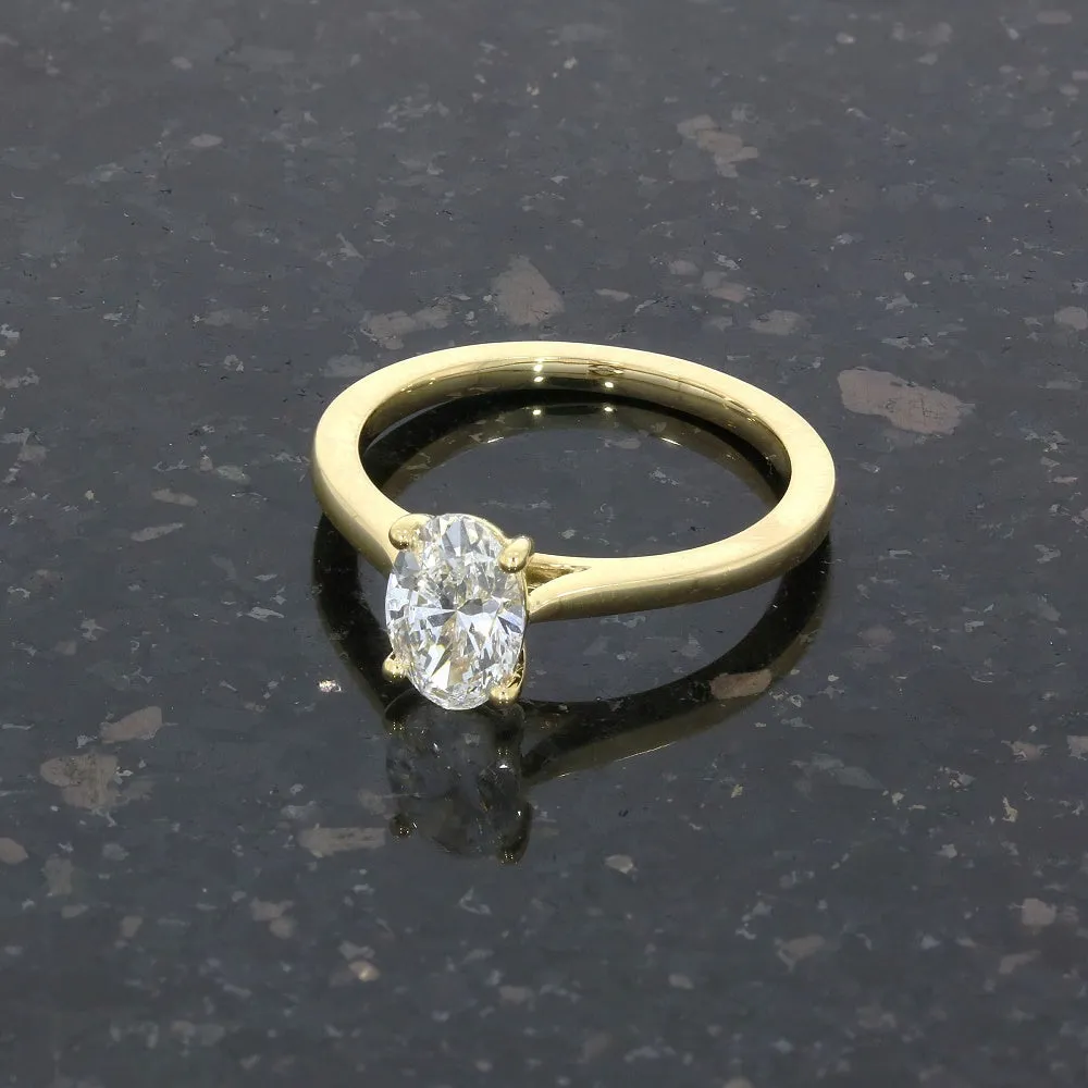 18ct Gold 1.00ct Oval Brilliant Cut Lab Grown Diamond Solitaire Ring E VVS 1
