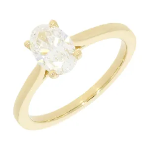 18ct Gold 1.00ct Oval Brilliant Cut Lab Grown Diamond Solitaire Ring E VVS 1