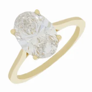 18ct Gold 2.75ct Oval Brilliant Cut Lab Grown Diamond Solitaire Ring G SI 1