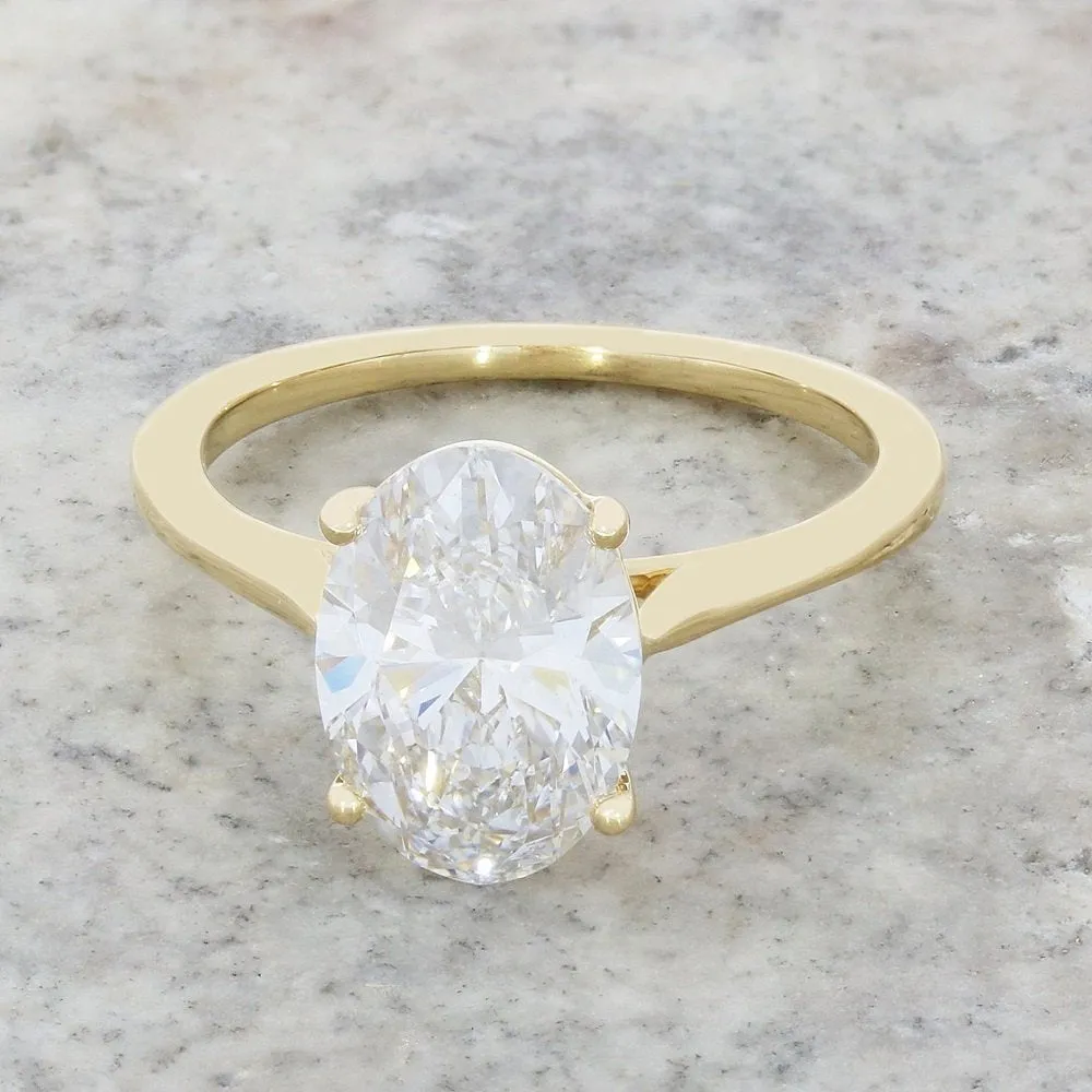 18ct Gold 2.75ct Oval Brilliant Cut Lab Grown Diamond Solitaire Ring G SI 1