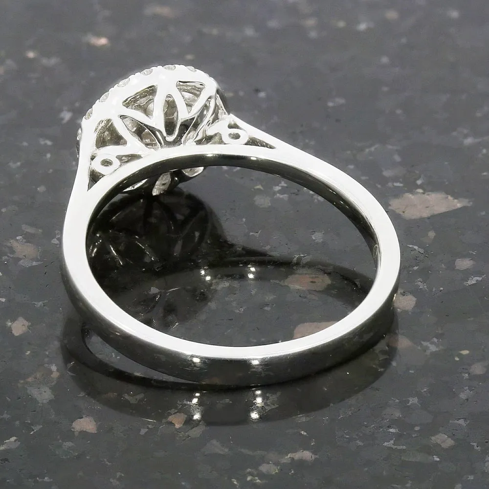 18ct White Gold 0.50ct Halo Cluster Diamond Ring