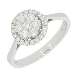 18ct White Gold 0.50ct Halo Cluster Diamond Ring