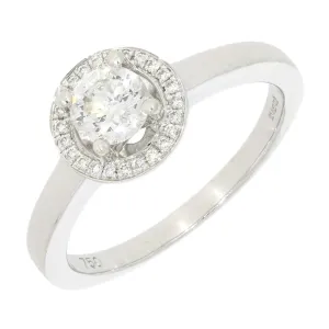 18ct White Gold 0.58ct Halo Cluster Diamond Ring