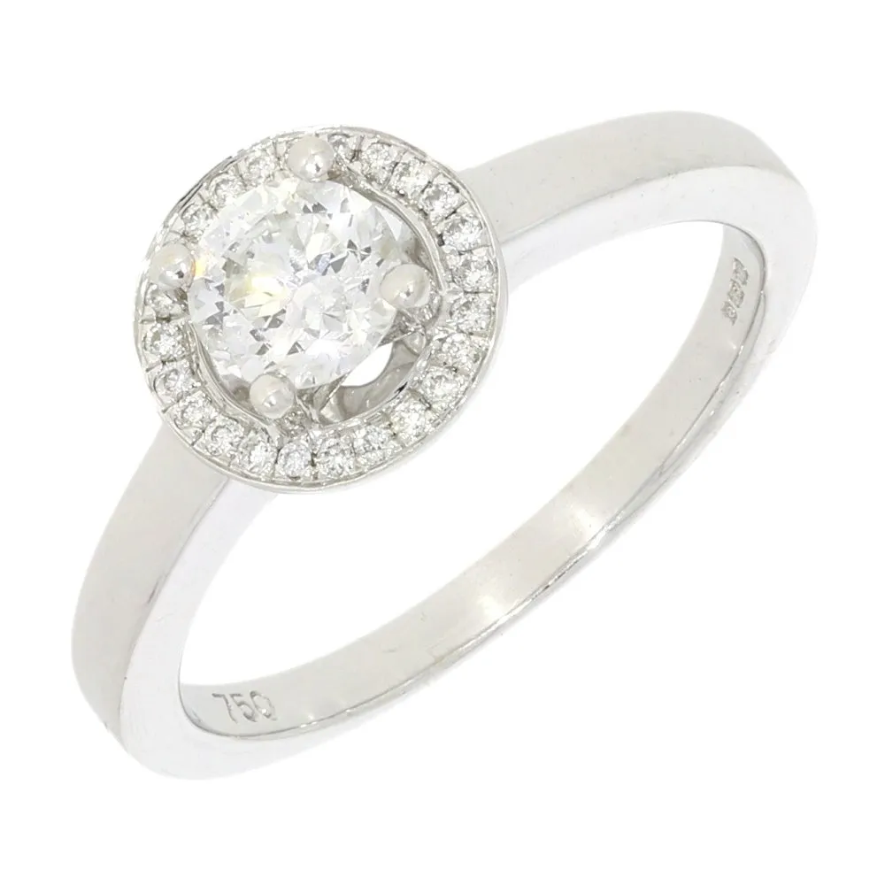 18ct White Gold 0.58ct Halo Cluster Diamond Ring