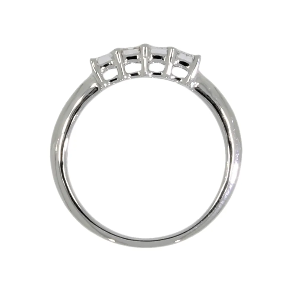 18ct White Gold 0.86ct Emerald Cut Diamond 4 Stone Ring