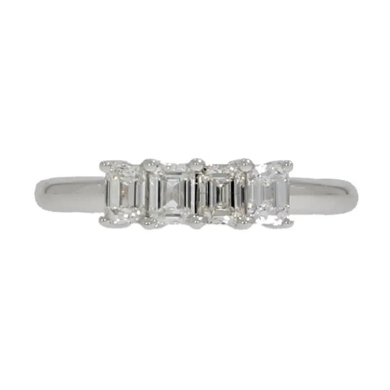 18ct White Gold 0.86ct Emerald Cut Diamond 4 Stone Ring