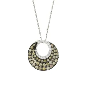 18ct White Gold 1.02cts Champagne Diamond Circular Pendant and Chain Necklace
