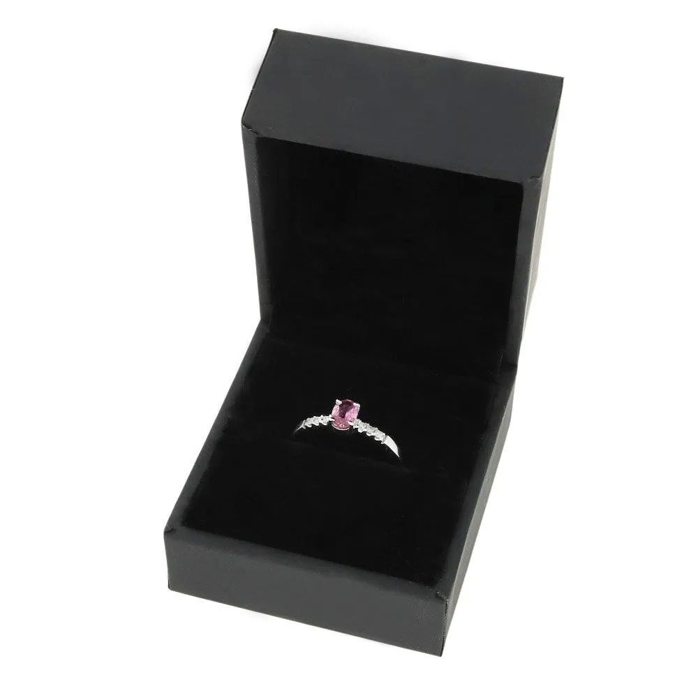 18ct White Gold Pink Sapphire and Diamond Ring