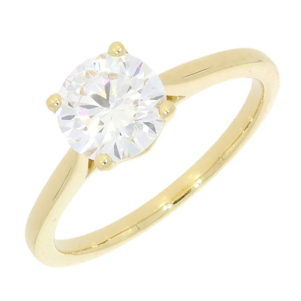 18ct Yellow Gold 1.22ct Brilliant Cut Lab Grown Diamond Solitaire Ring D VS1