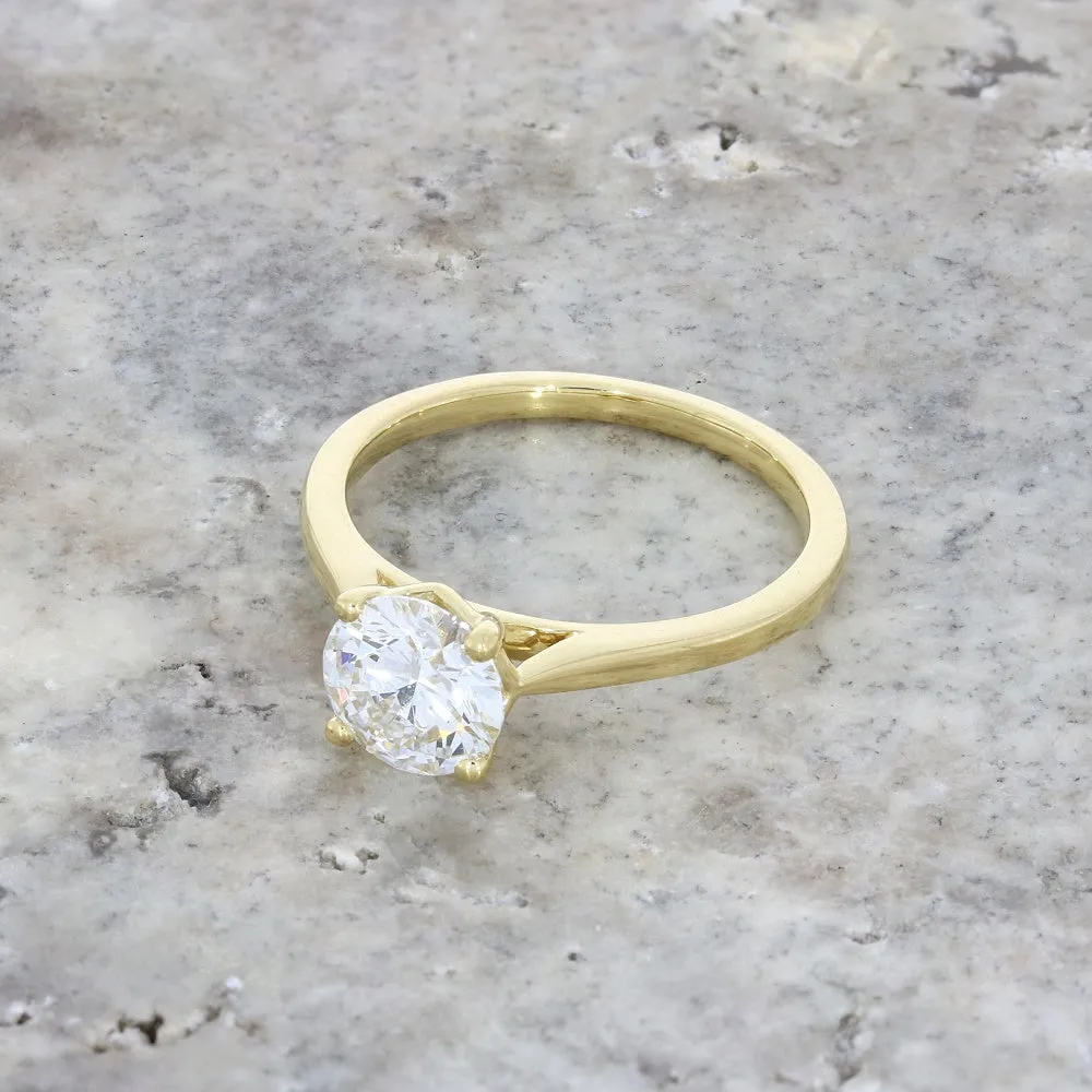 18ct Yellow Gold 1.22ct Brilliant Cut Lab Grown Diamond Solitaire Ring D VS1