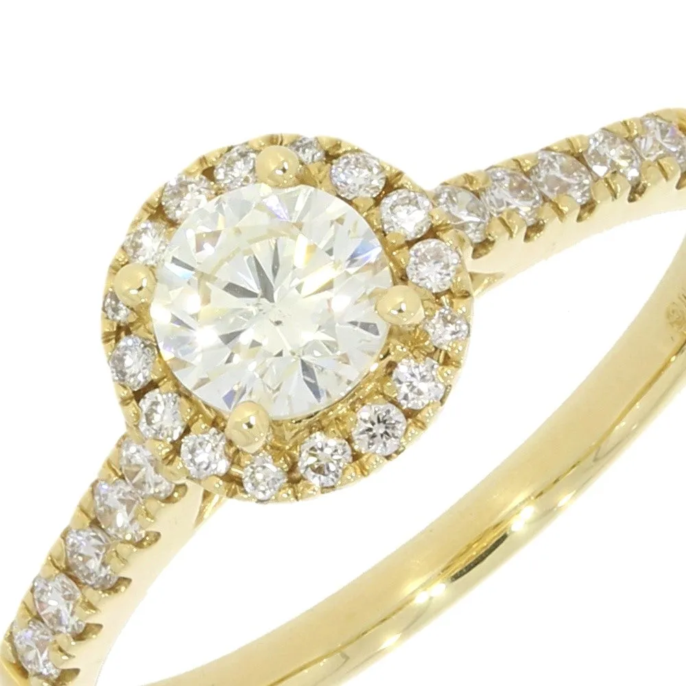 18ct Yellow Gold Brilliant Cut 0.50ct Diamond Halo Cluster Ring