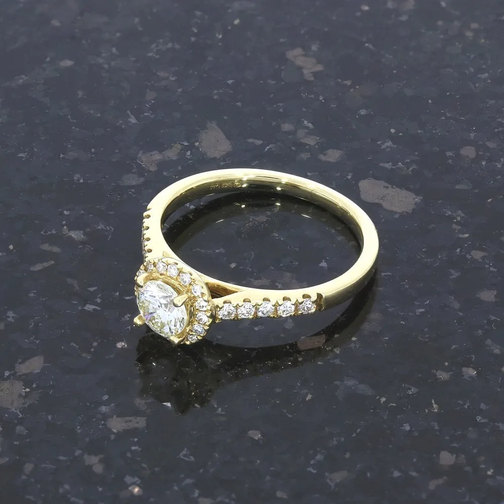 18ct Yellow Gold Brilliant Cut 0.50ct Diamond Halo Cluster Ring