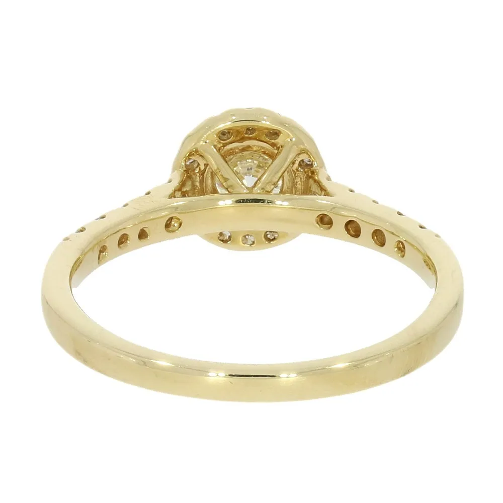 18ct Yellow Gold Brilliant Cut 0.50ct Diamond Halo Cluster Ring