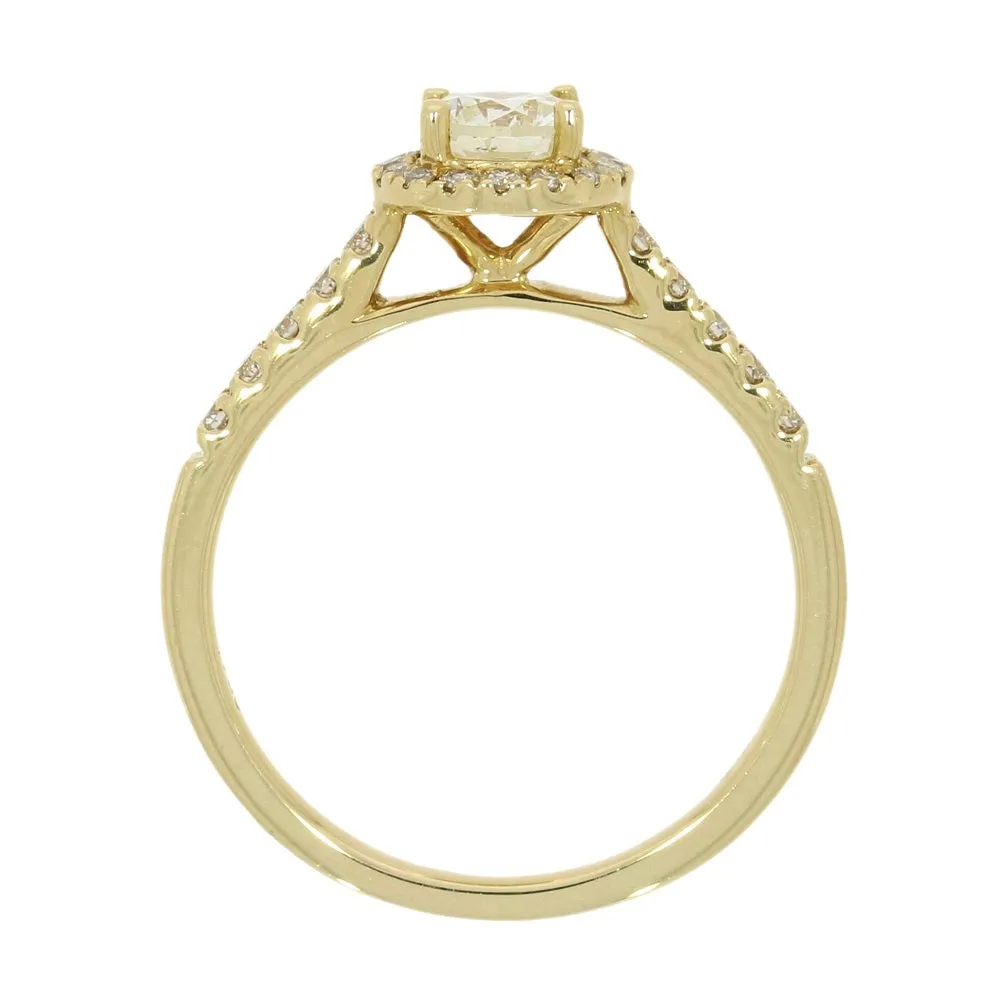 18ct Yellow Gold Brilliant Cut 0.50ct Diamond Halo Cluster Ring