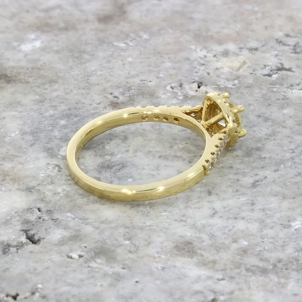 18ct Yellow Gold Brilliant Cut 0.50ct Diamond Halo Cluster Ring
