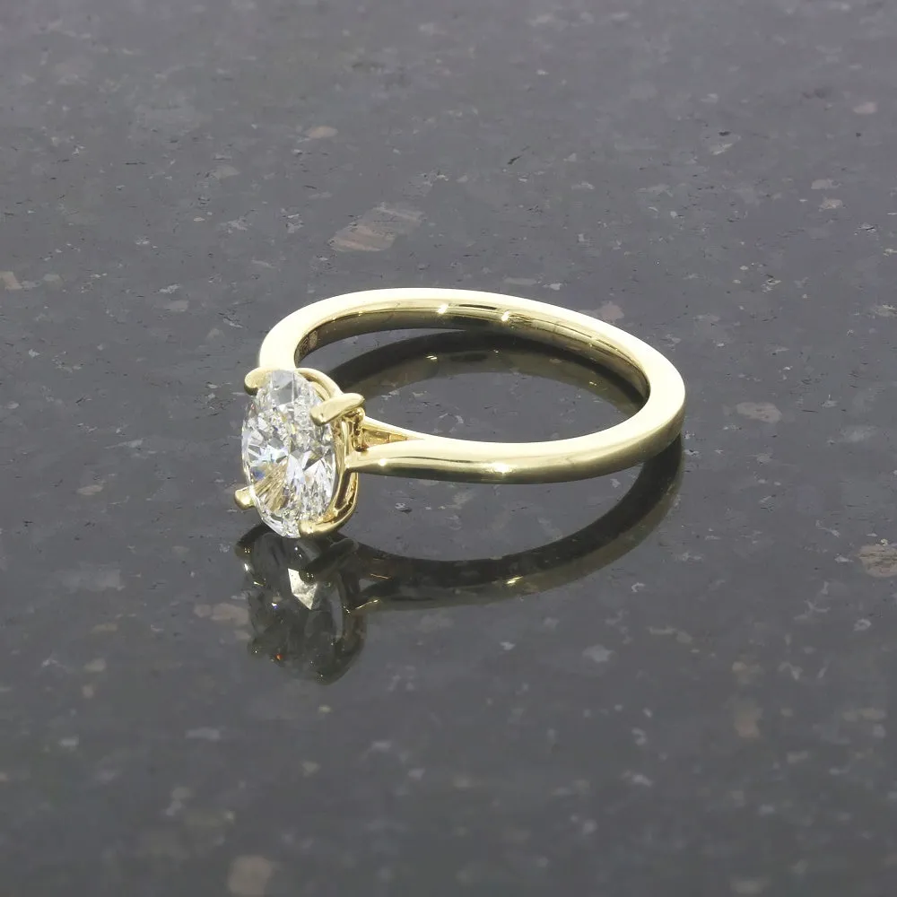 9ct Gold 1.00ct Oval Cut Lab Grown Diamond Solitaire Ring E VS2