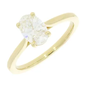 9ct Gold 1.00ct Oval Cut Lab Grown Diamond Solitaire Ring E VS2