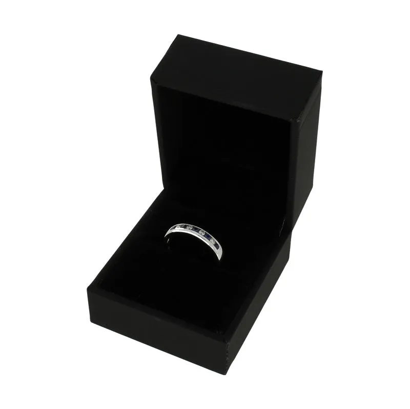 9ct White Gold 0.10ct Diamond and Sapphire Half Eternity Ring