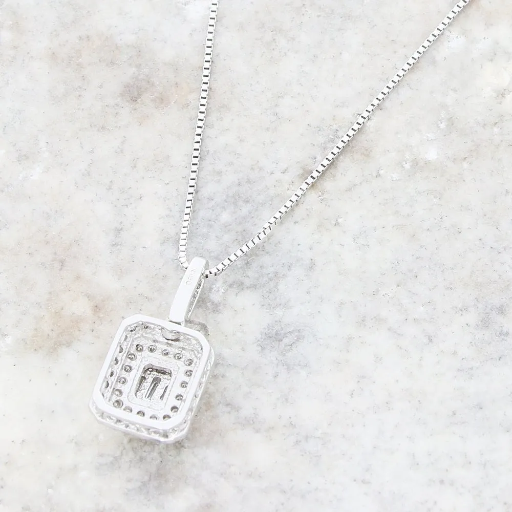 9ct White Gold 0.35cts Diamond Set Pendant and Chain Necklace