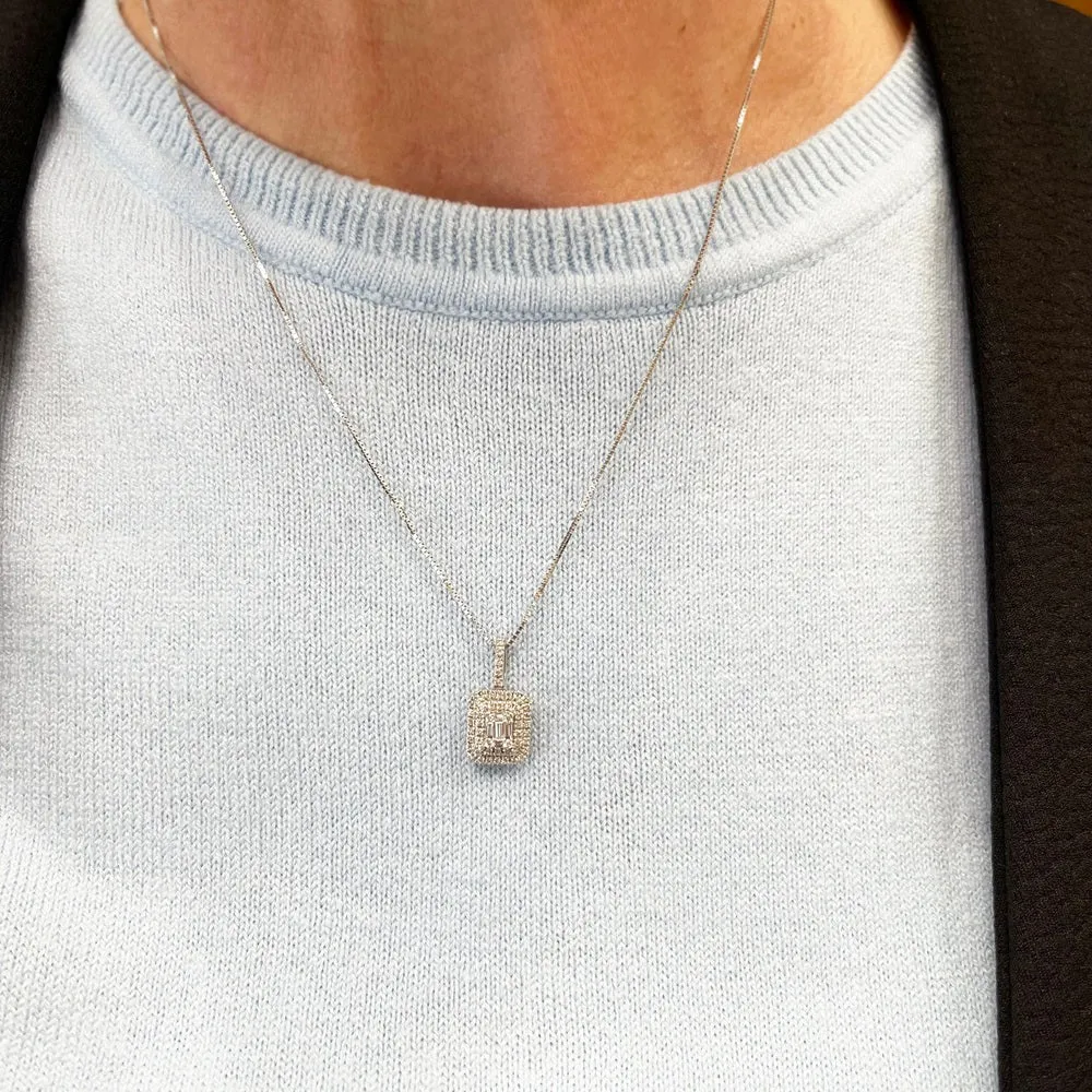 9ct White Gold 0.35cts Diamond Set Pendant and Chain Necklace