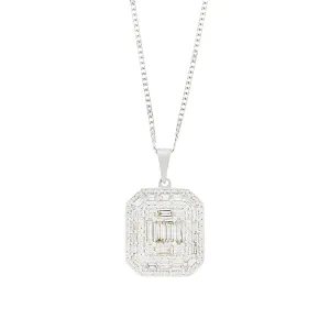 9ct White Gold 0.90cts Diamond Set Pendant and Chain Necklace