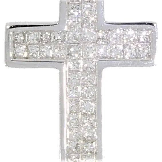 9ct White Gold 1.00ct Diamond Set Cross Pendant