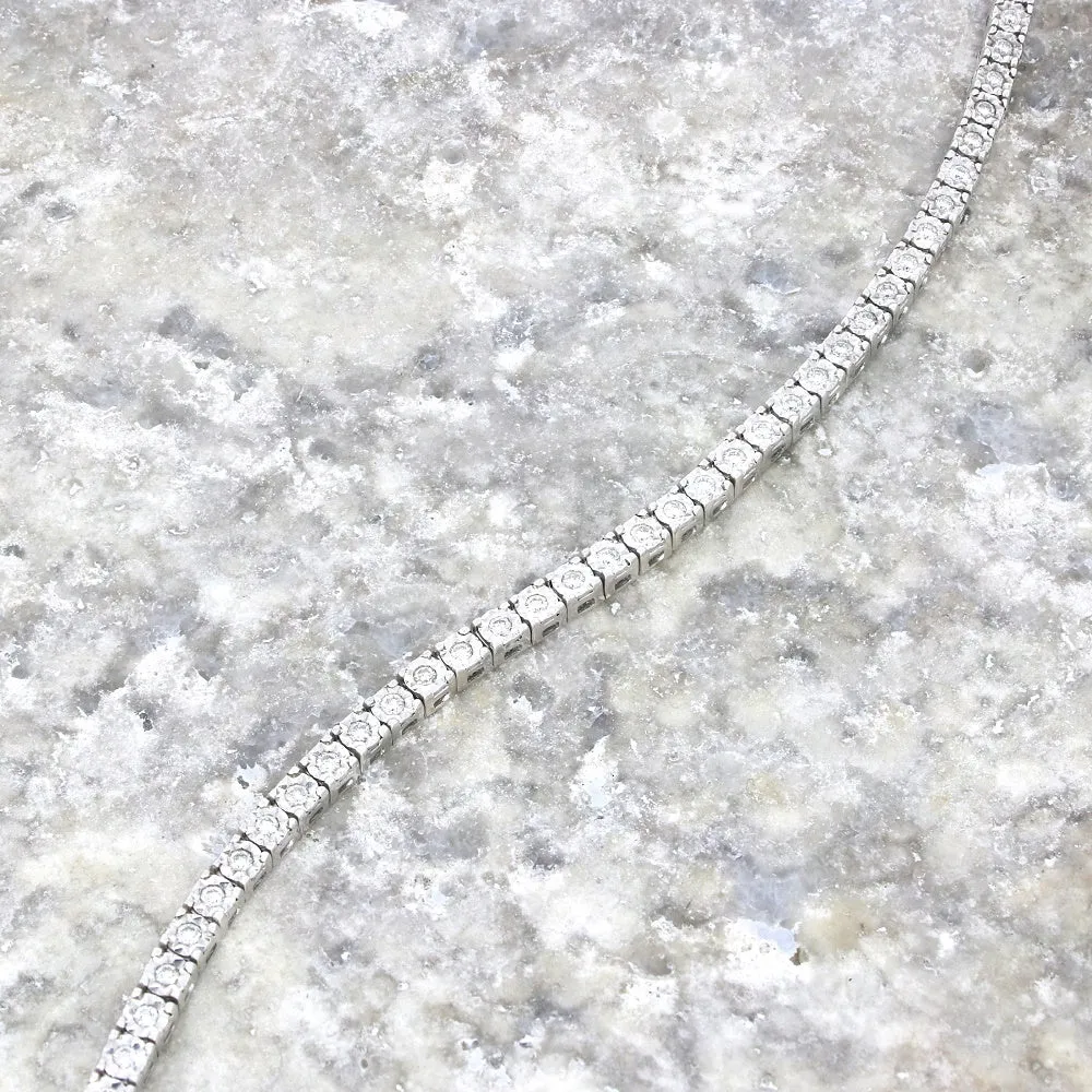 9ct White Gold 1.00cts Brilliant Cut Diamond Line Tennis Bracelet