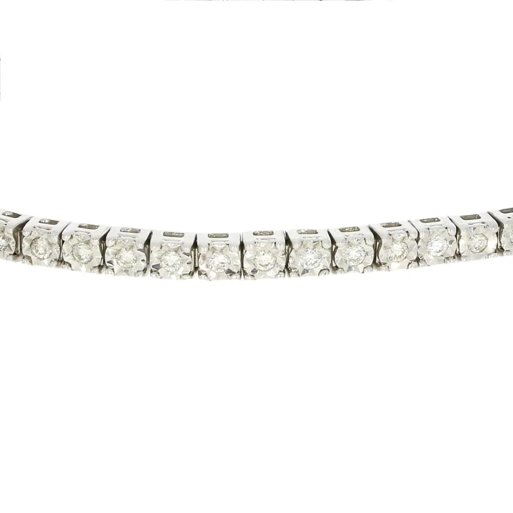 9ct White Gold 1.00cts Brilliant Cut Diamond Line Tennis Bracelet