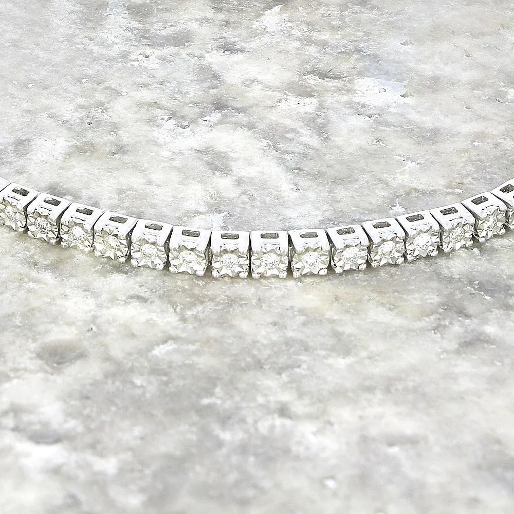 9ct White Gold 1.00cts Brilliant Cut Diamond Line Tennis Bracelet