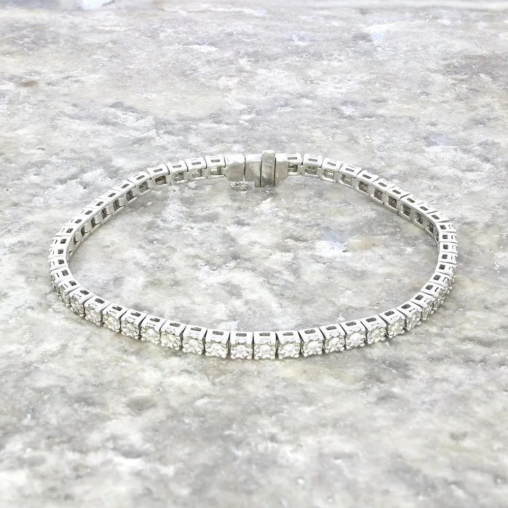 9ct White Gold 1.00cts Brilliant Cut Diamond Line Tennis Bracelet