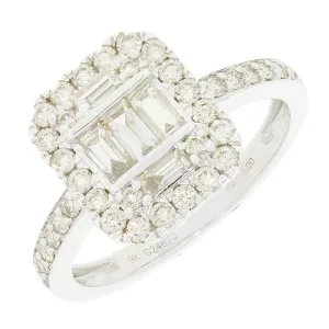 9ct White Gold 1.0cts Diamond Cluster Ring