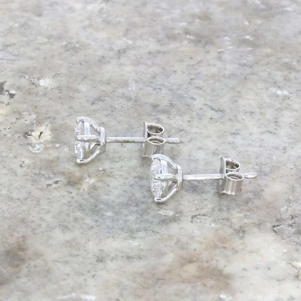 9ct White Gold 1.21cts Lab Created Brilliant Cut Diamond Solitaire Stud Earrings
