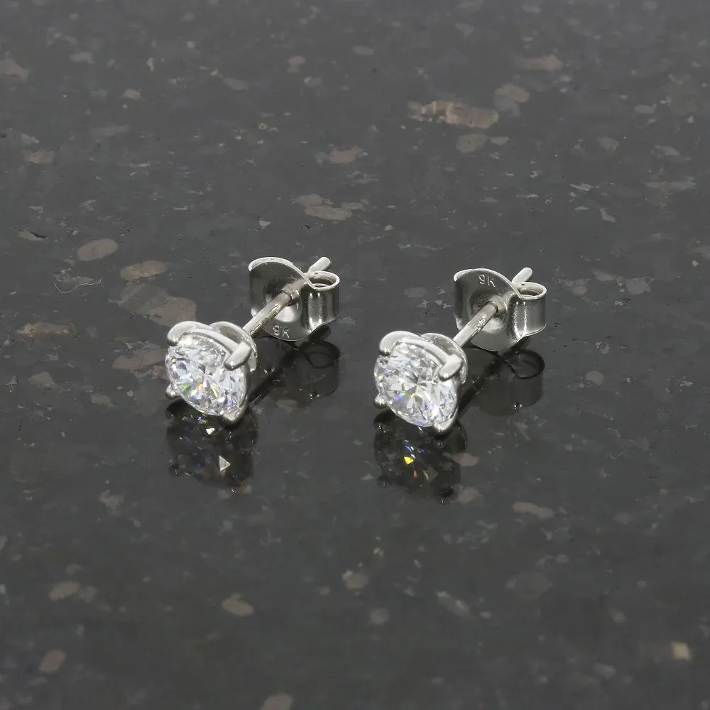 9ct White Gold 1.21cts Lab Created Brilliant Cut Diamond Solitaire Stud Earrings