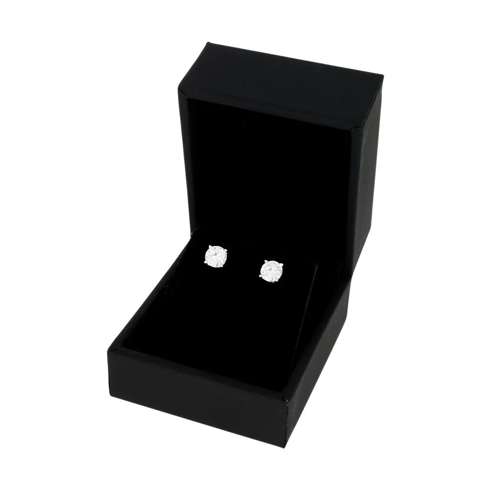 9ct White Gold 1.21cts Lab Created Brilliant Cut Diamond Solitaire Stud Earrings