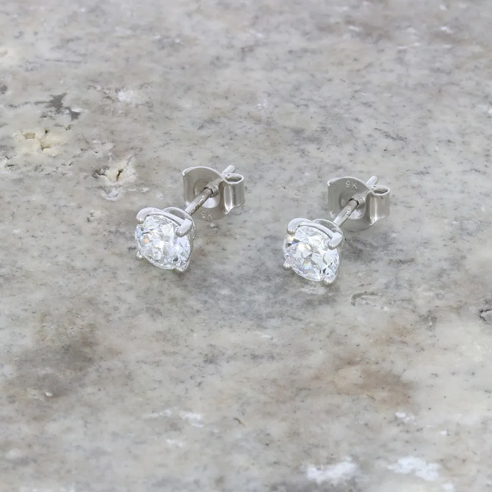 9ct White Gold 1.21cts Lab Created Brilliant Cut Diamond Solitaire Stud Earrings