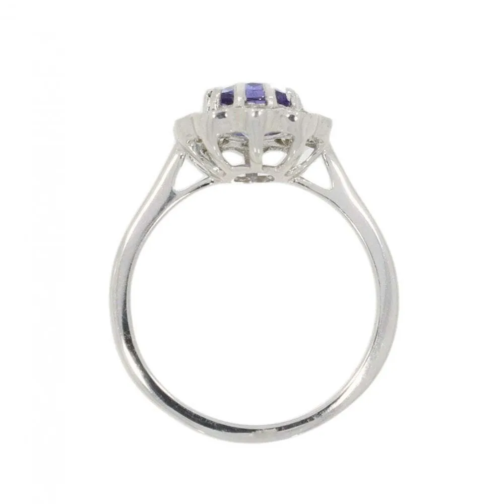 9ct White Gold 1.29cts Tanzanite and 0.80cts Diamond Cluster Ring