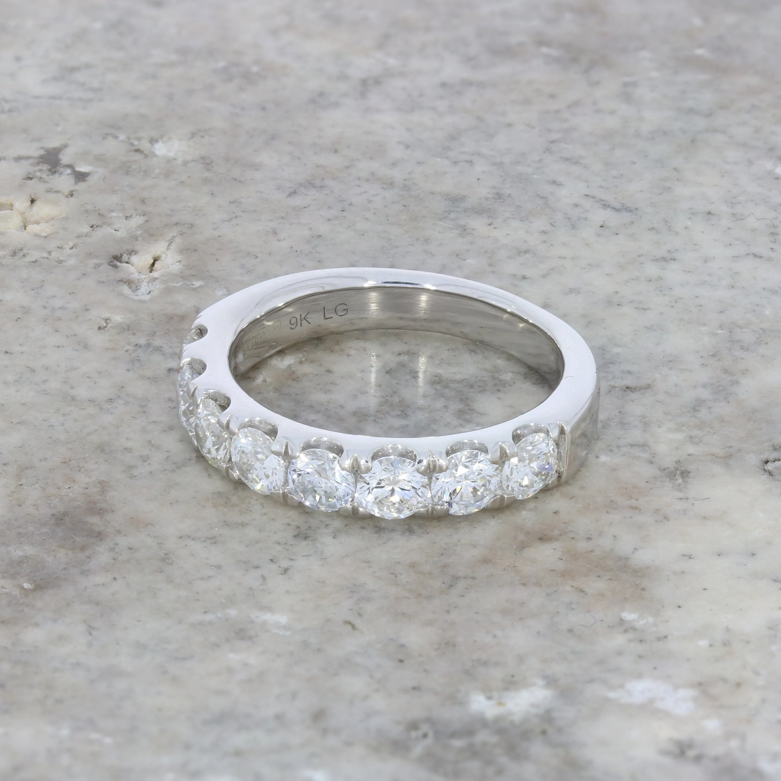 9ct White Gold 1.52cts Lab-Created Diamond Brilliant Cut Half Eternity Ring