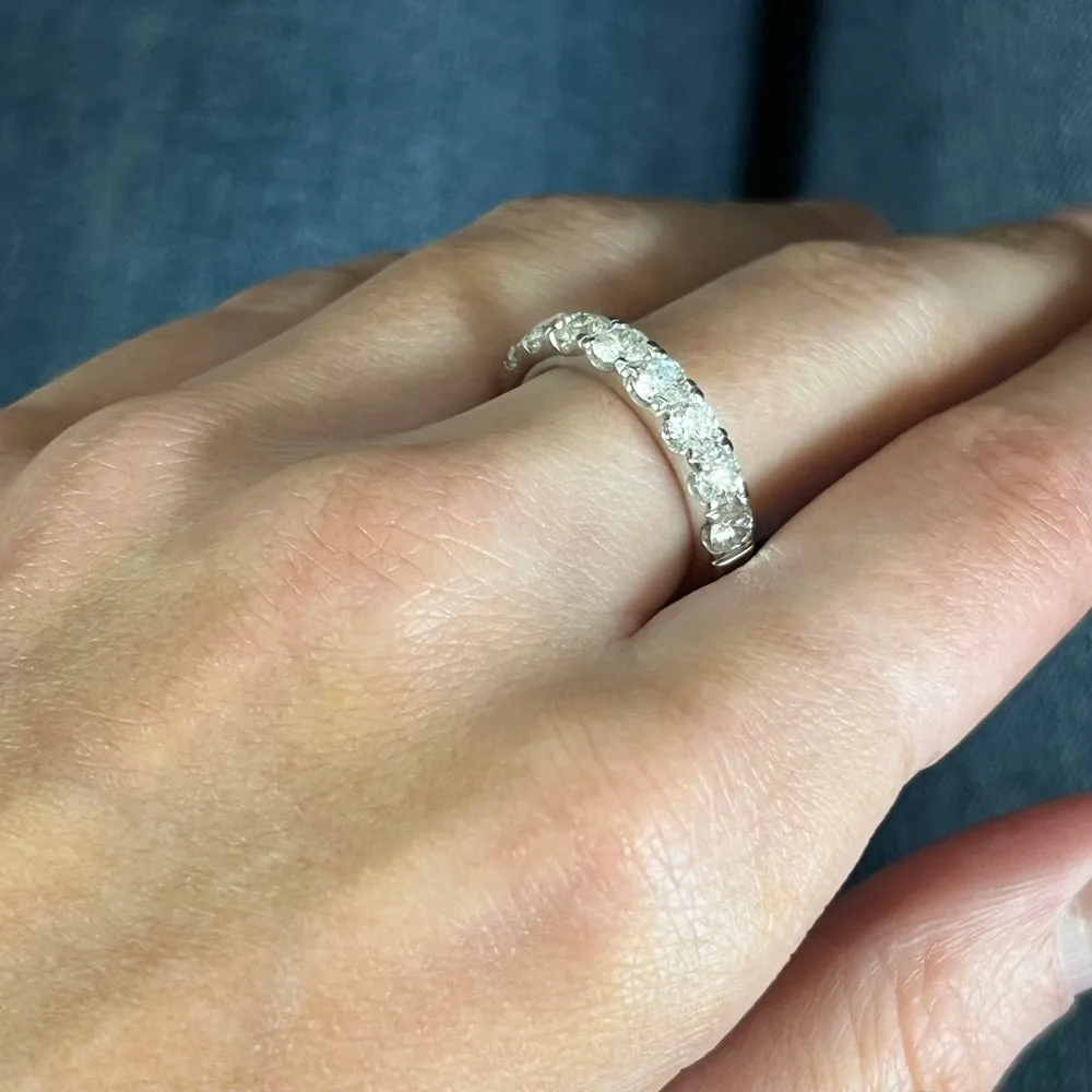 9ct White Gold 1.52cts Lab-Created Diamond Brilliant Cut Half Eternity Ring