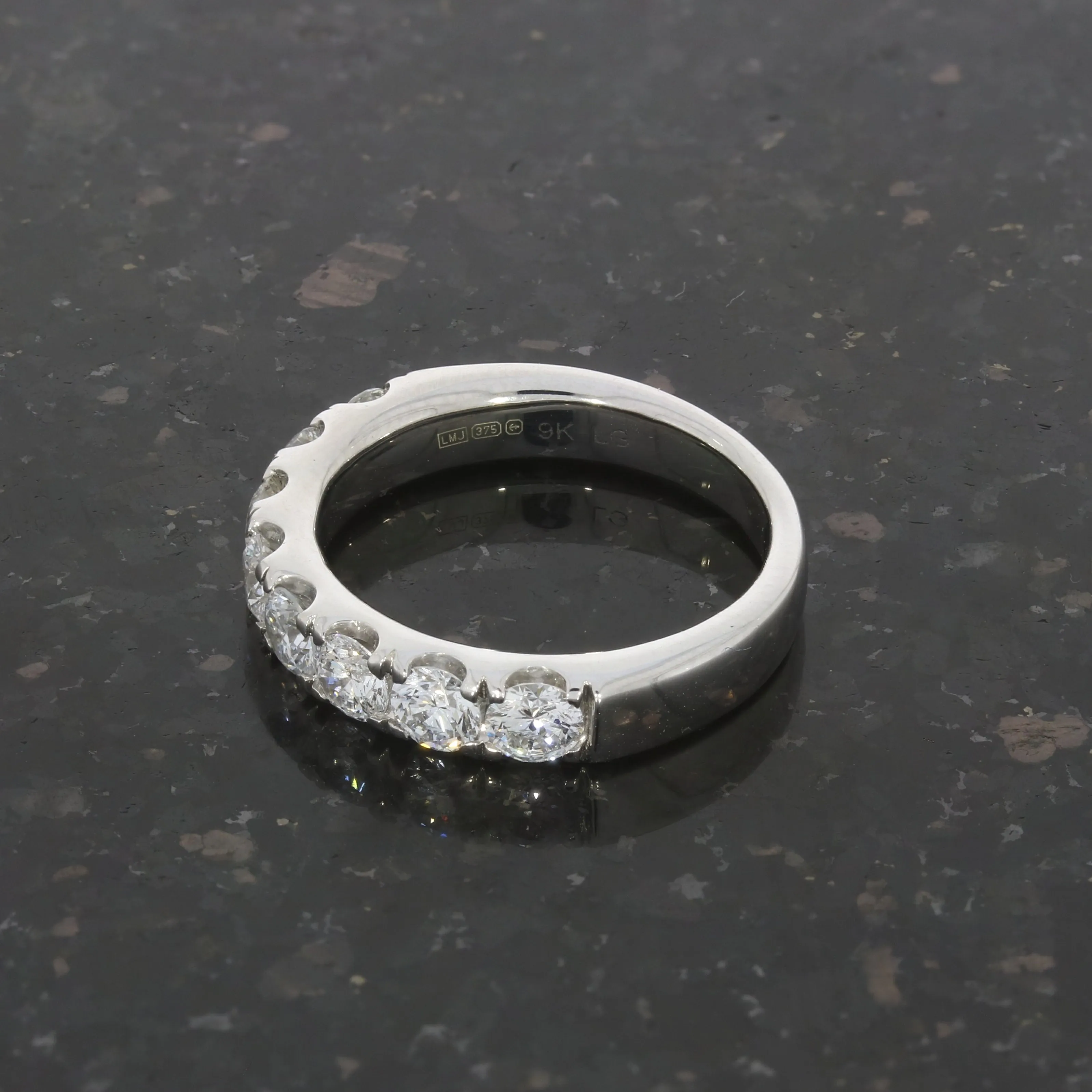 9ct White Gold 1.52cts Lab-Created Diamond Brilliant Cut Half Eternity Ring