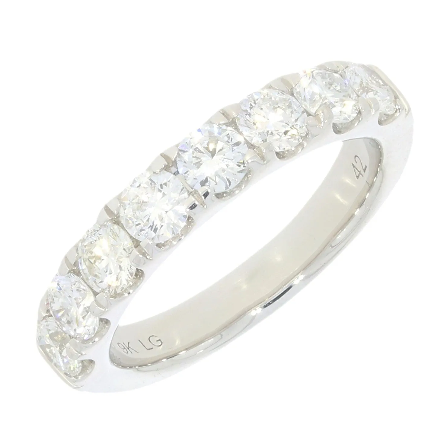 9ct White Gold 1.52cts Lab-Created Diamond Brilliant Cut Half Eternity Ring