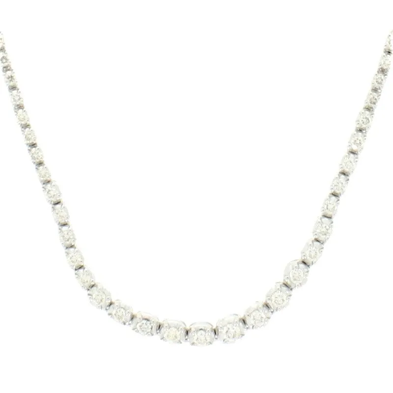 9ct White Gold 3.28cts Diamond Graduated Line Necklace