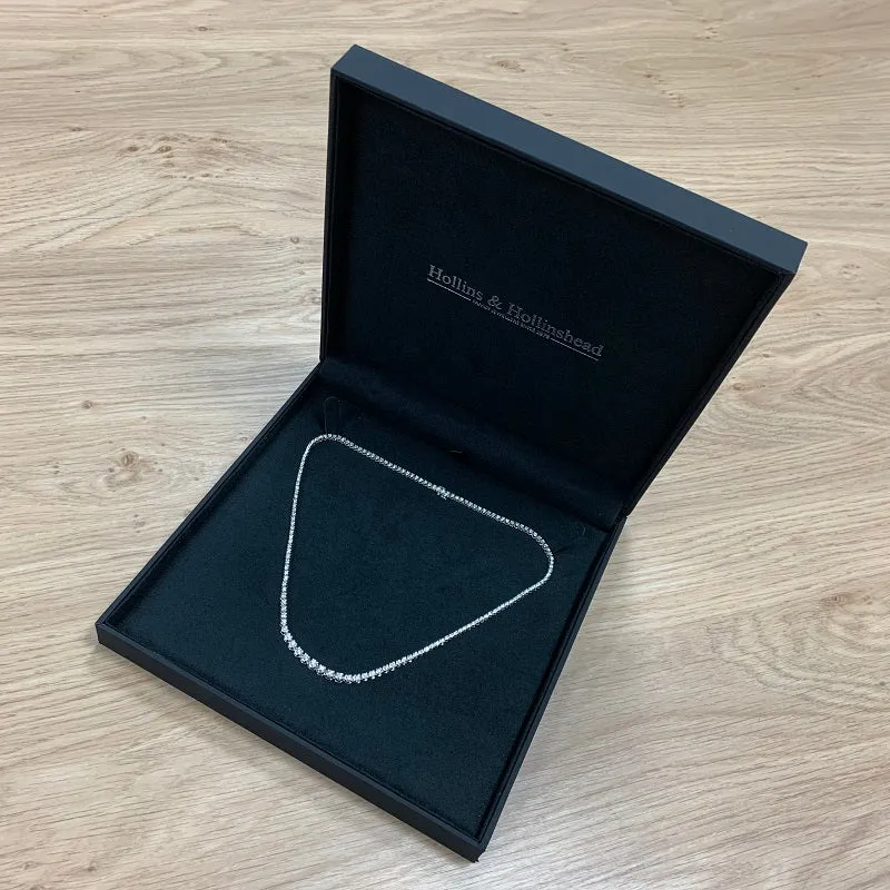 9ct White Gold 3.28cts Diamond Graduated Line Necklace