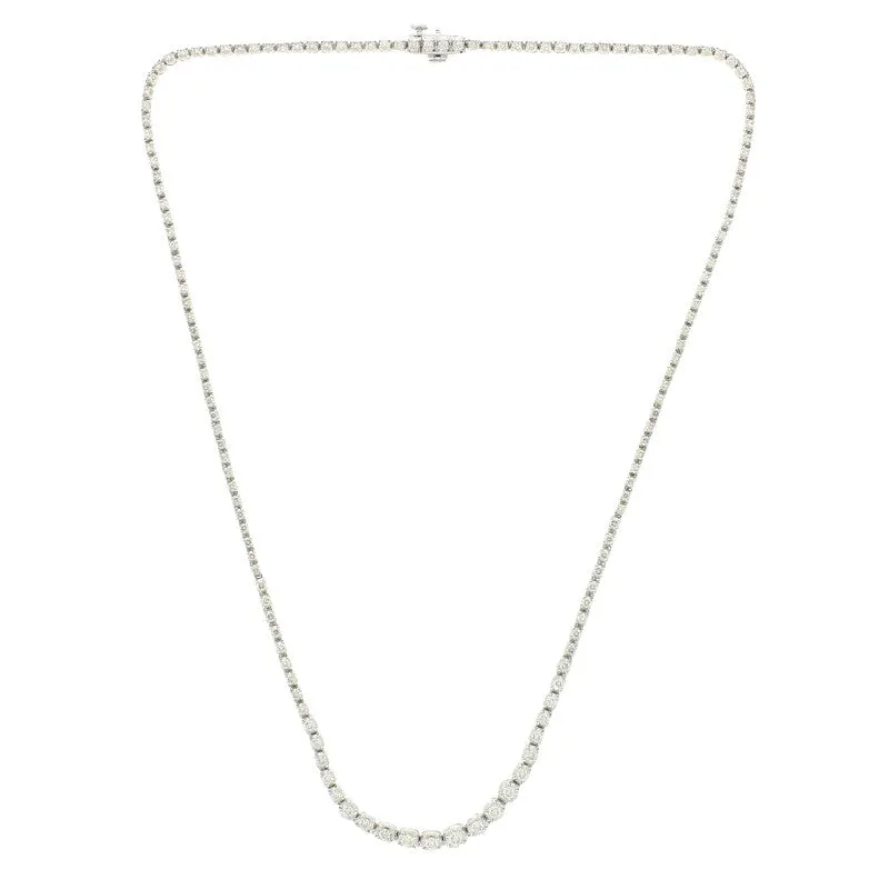 9ct White Gold 3.28cts Diamond Graduated Line Necklace