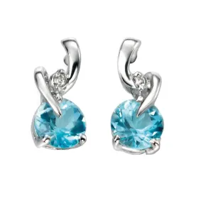 9ct White Gold Blue Topaz and Diamond Earrings GE994T