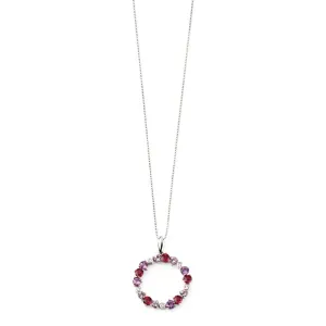 9ct White Gold Diamond Amethyst and Brazilian Garnet Circle Pendant GP2009