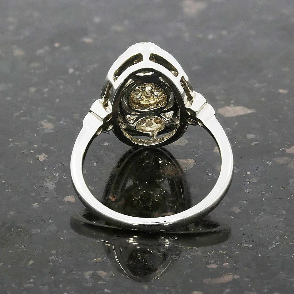 9ct White Gold Diamond Ring in a Vintage Boat Design